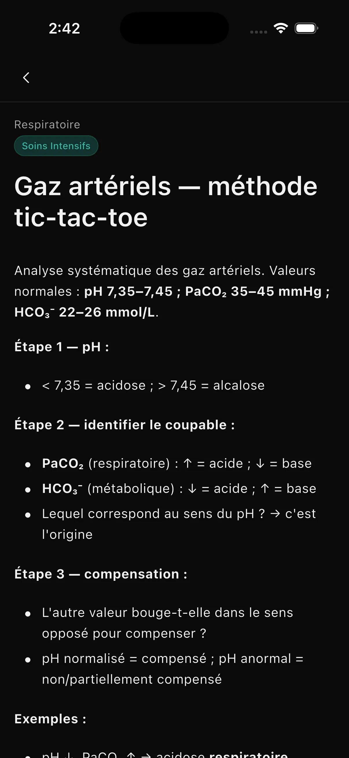 Écran de cartes-éclair Nursio — une carte mnémotechnique clinique dans l’application