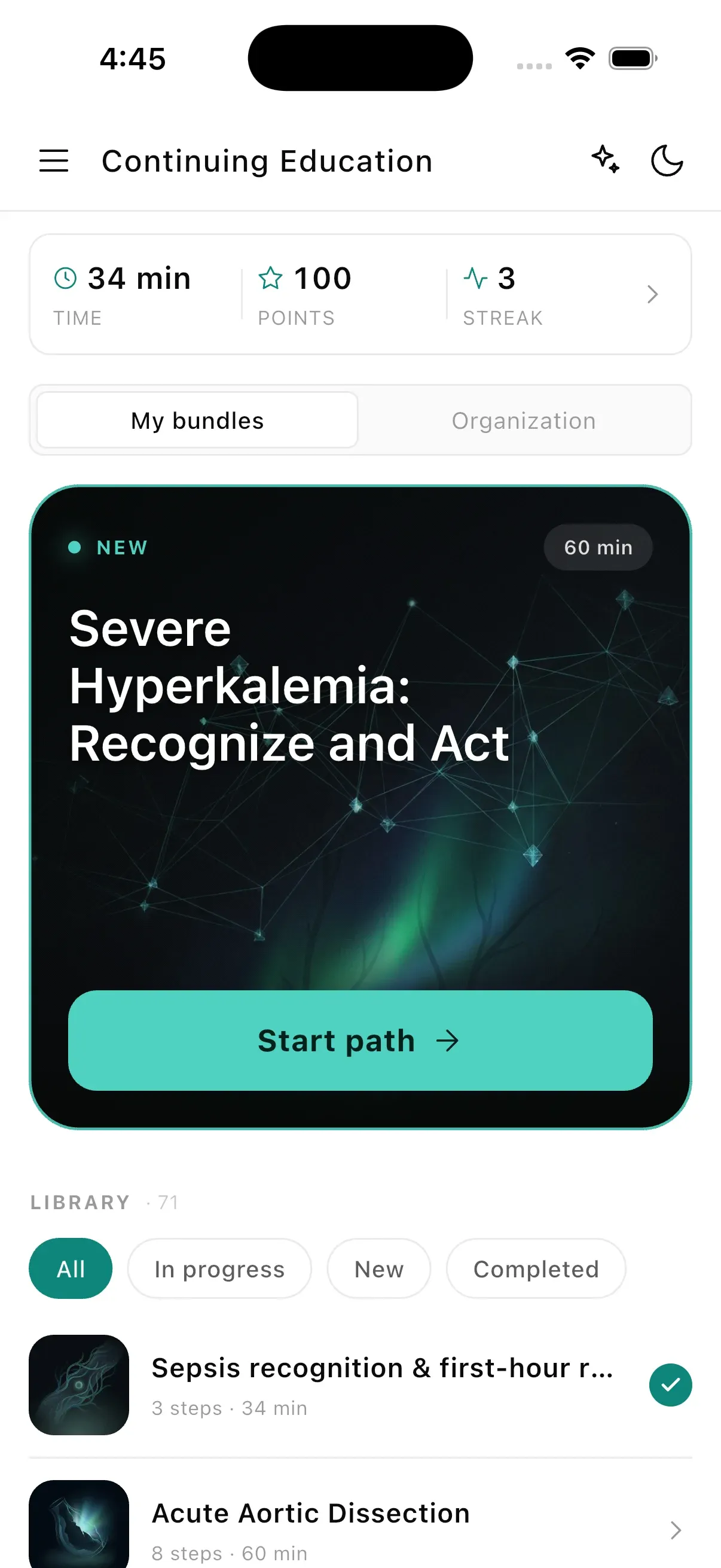Nursio app in light mode